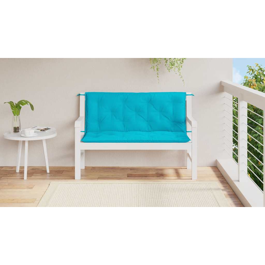 Cuscini per Panca da Giardino 2 pz Turchese 120x50x7 cm Tessuto