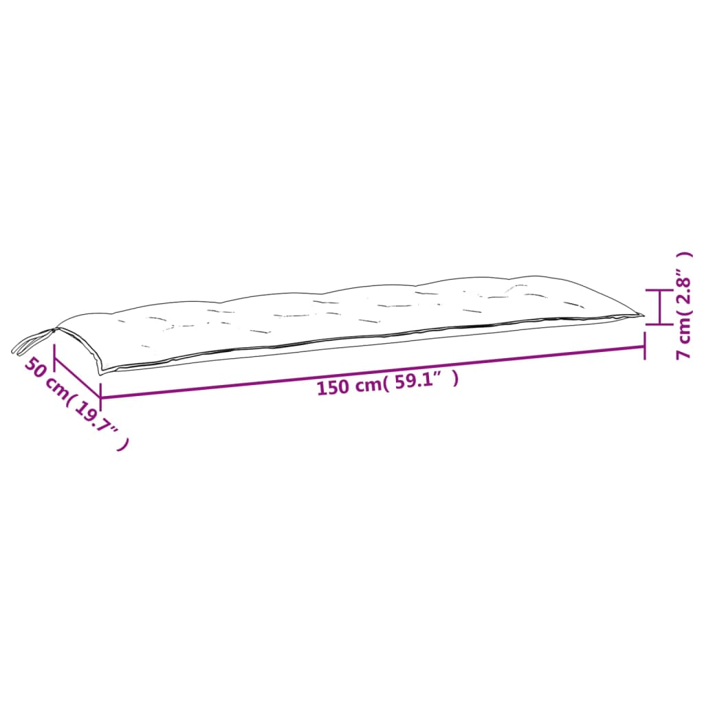 Cuscini Panca Giardino 2pz Antracite 150x50x7cm Tessuto Oxford