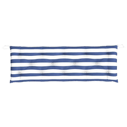 Cuscini Panca Giardino 2pz Righe Bianche Blu 150x50x7cm Tessuto