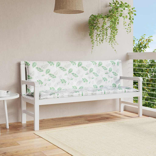 Cuscini Panca Giardino 2 pz Motivo a Foglie 150x50x7 cm Tessuto | homemem39