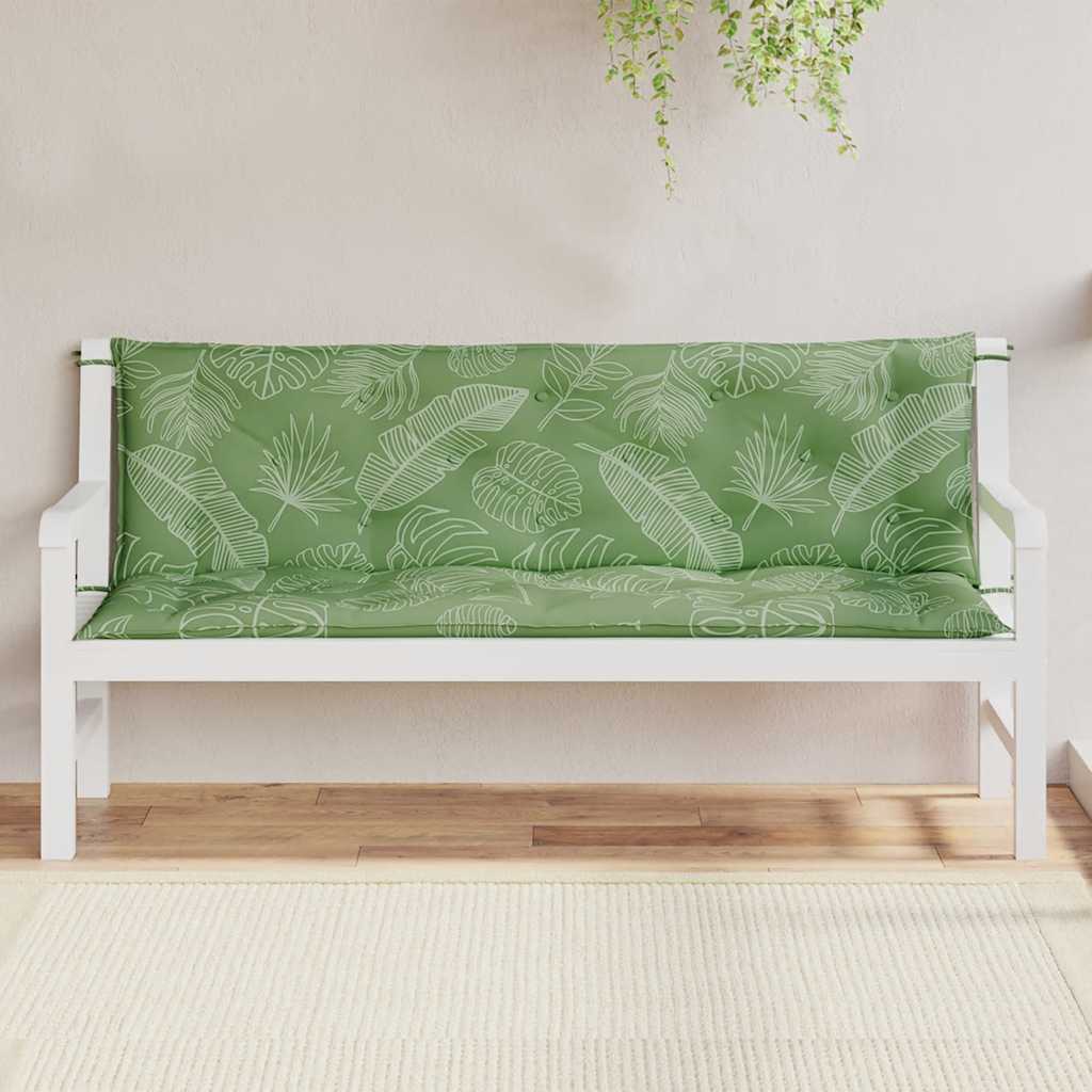 Cuscini Panca Giardino 2 pz Motivo a Foglie 150x50x7 cm Tessuto | homemem39