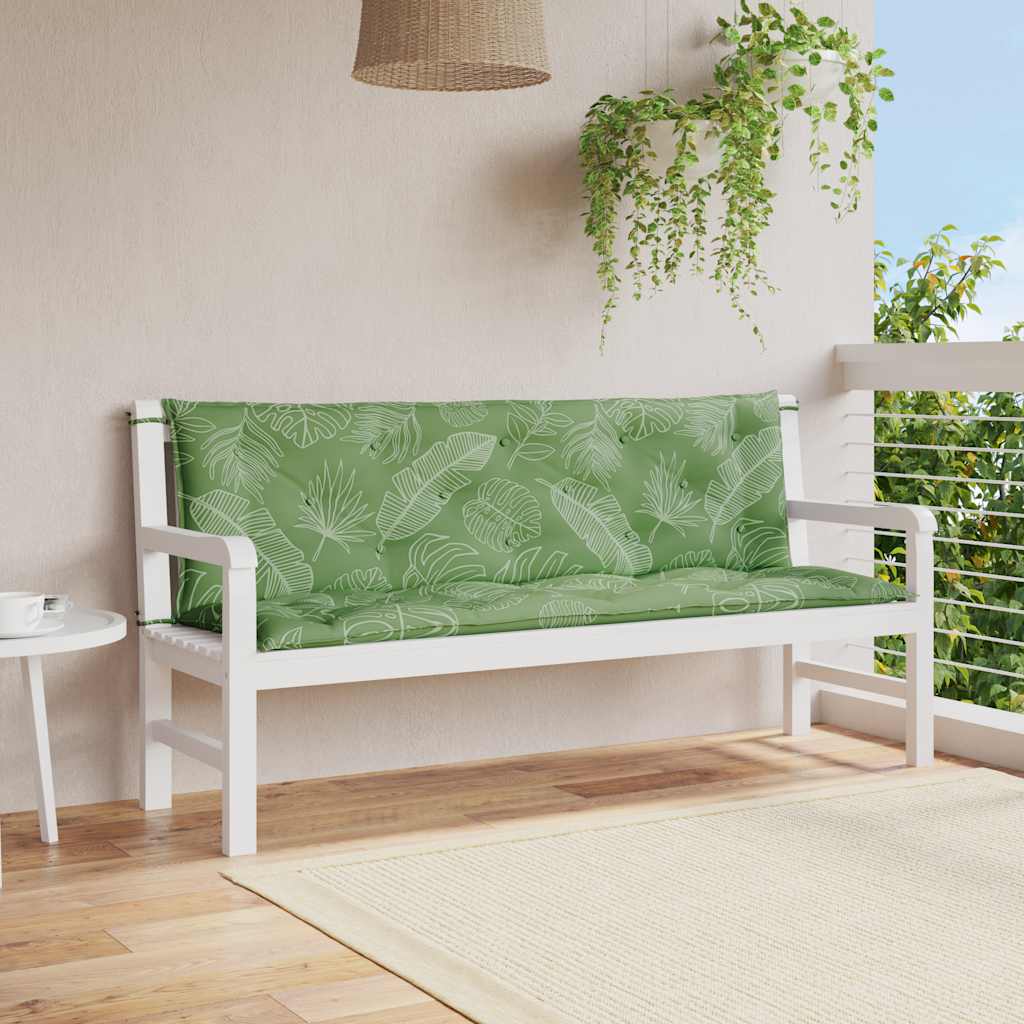 Cuscini Panca Giardino 2 pz Motivo a Foglie 150x50x7 cm Tessuto | homemem39
