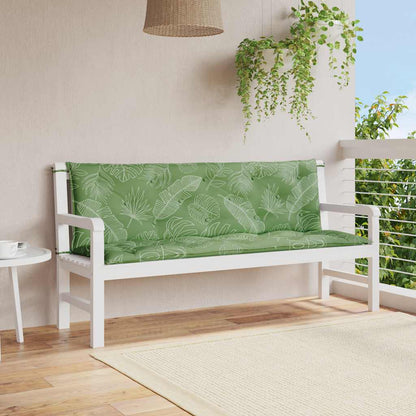 Cuscini Panca Giardino 2 pz Motivo a Foglie 150x50x7 cm Tessuto | homemem39
