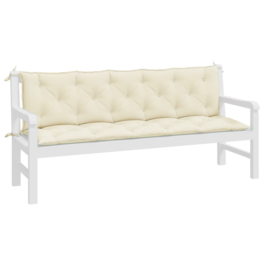 Cuscini Panca Giardino 2pz Bianco Crema 180x50x7 Tessuto Oxford