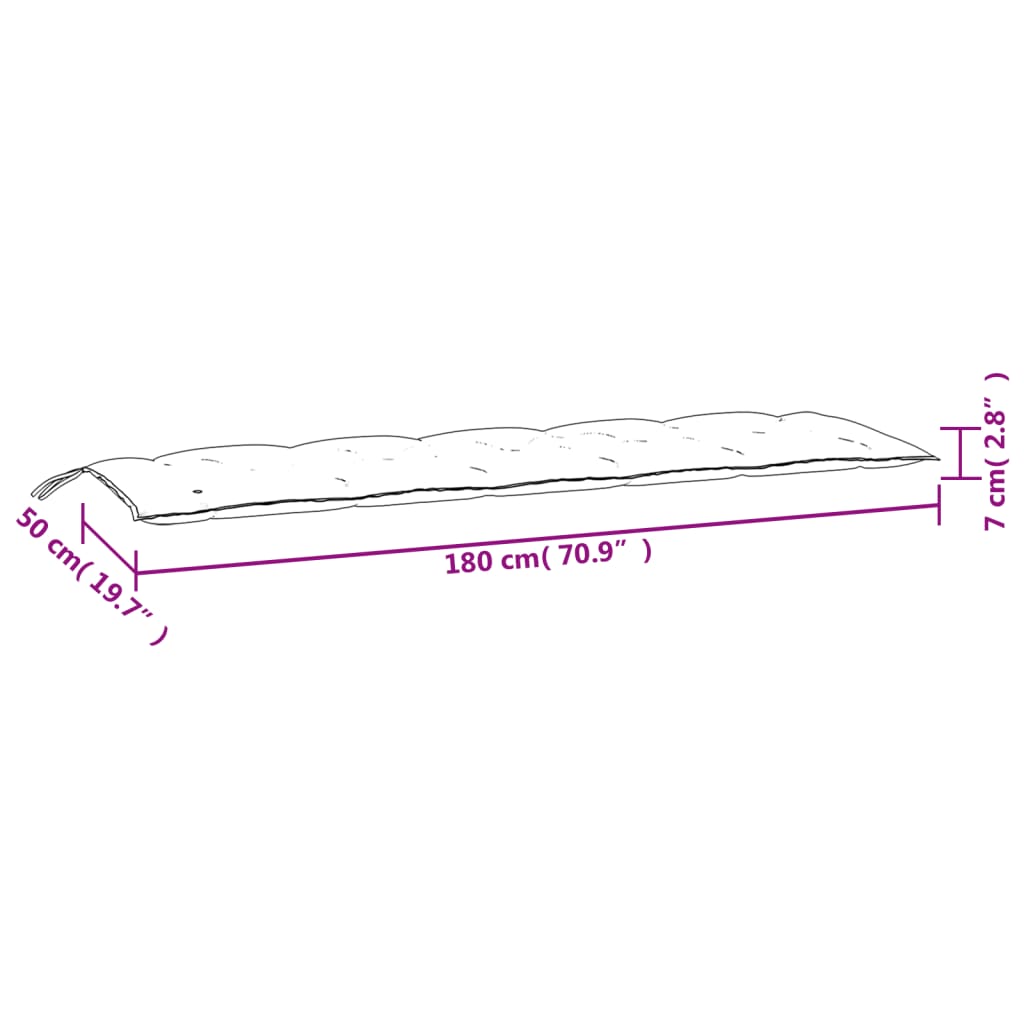 Cuscini Panca da Giardino 2pz Verdi 180x50x7cm Tessuto Oxford