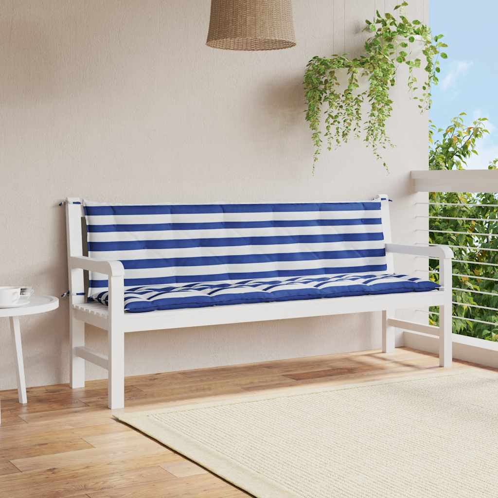 Cuscini per Panca 2 pz Strisce Blu e Bianche in Tessuto Oxford | homemem39