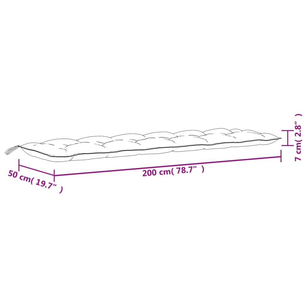 Cuscini per Panca 2 pz Antracite 200x50x7 cm in Tessuto Oxford