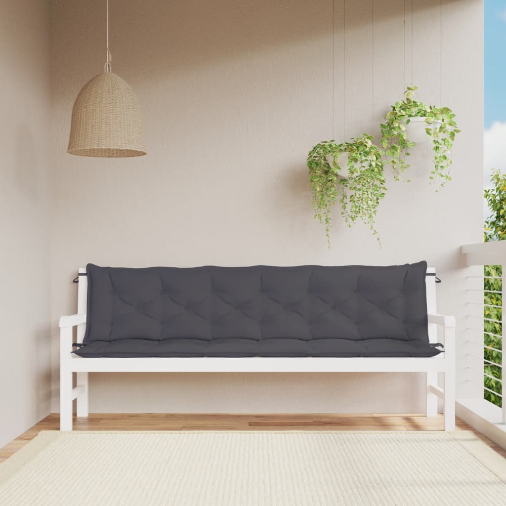 Bench Cushions 2 pcs Anthracite 200x50x7 cm in Oxford Fabric