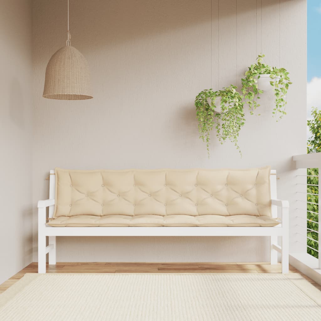 Cuscini Panca da Giardino 2pz Beige 200x50x7cm Tessuto Oxford - homemem39