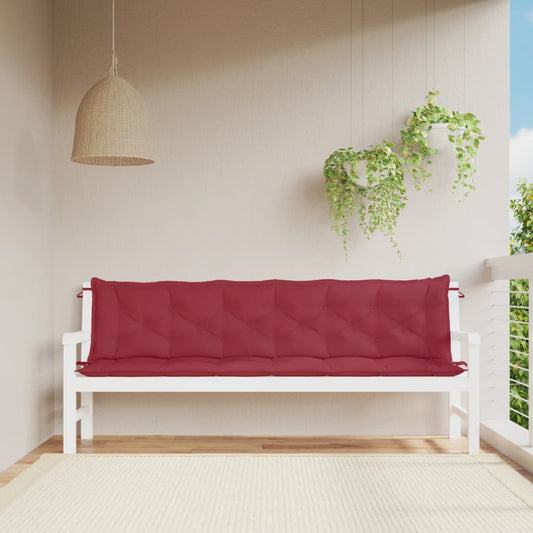 Cuscini per Panca 2 pz Rosso Vino 200x50x7 cm in Tessuto Oxford