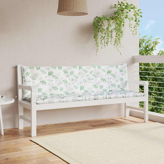 Cuscini Panca Giardino 2 pz Motivo a Foglie 200x50x7 cm Tessuto | homemem39