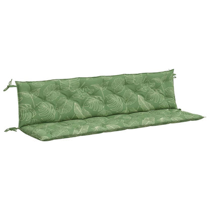 Cuscini Panca Giardino 2 pz Motivo a Foglie 200x50x7 cm Tessuto