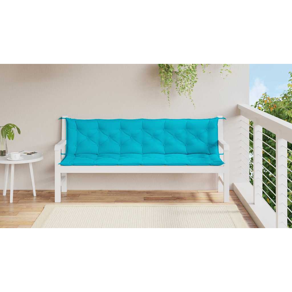 Cuscini per Panca da Giardino 2 pz Turchese 200x50x7 cm Tessuto