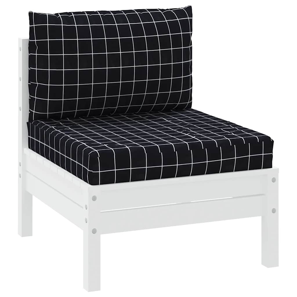 Cuscini per Pallet 2 pz Motivo a Quadri Nero in Tessuto Oxford | homemem39