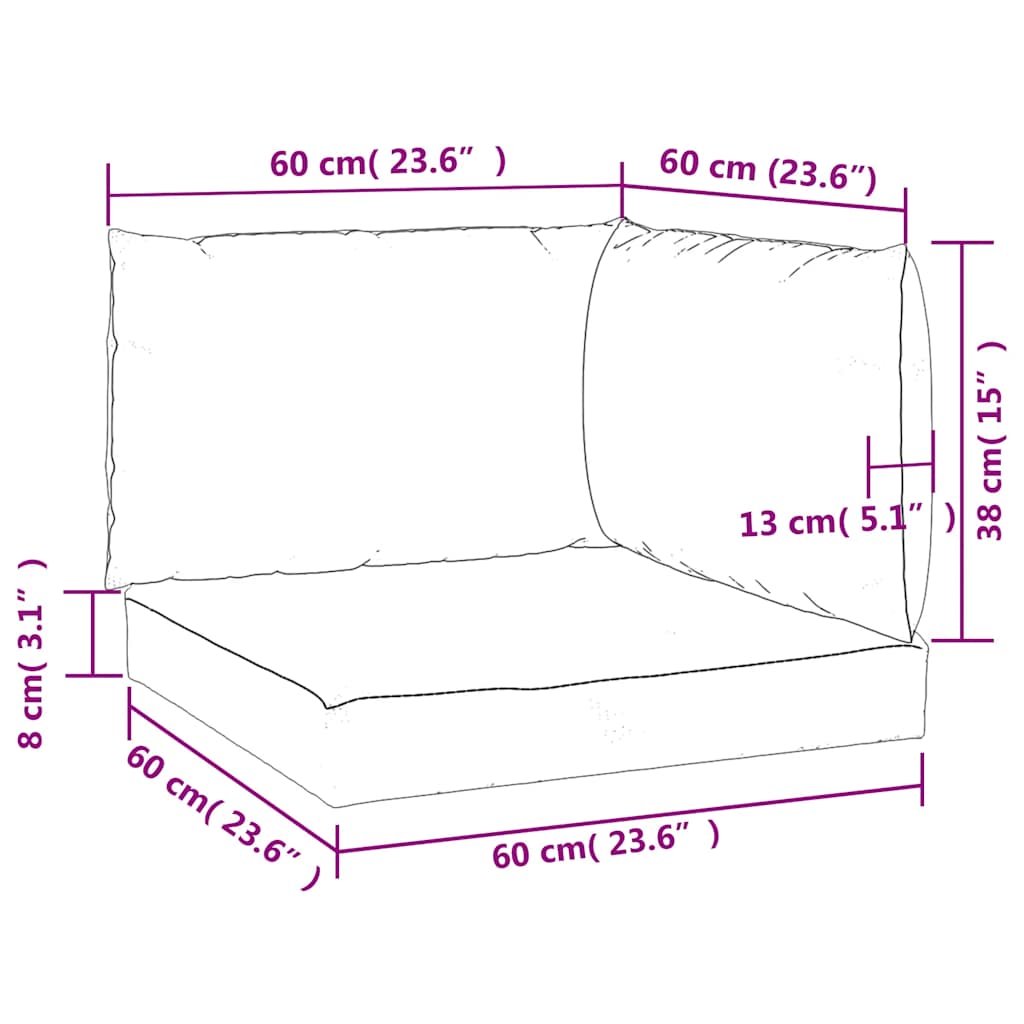 Cuscini per Pallet 3 pz Verde Intenso in Tessuto Oxford