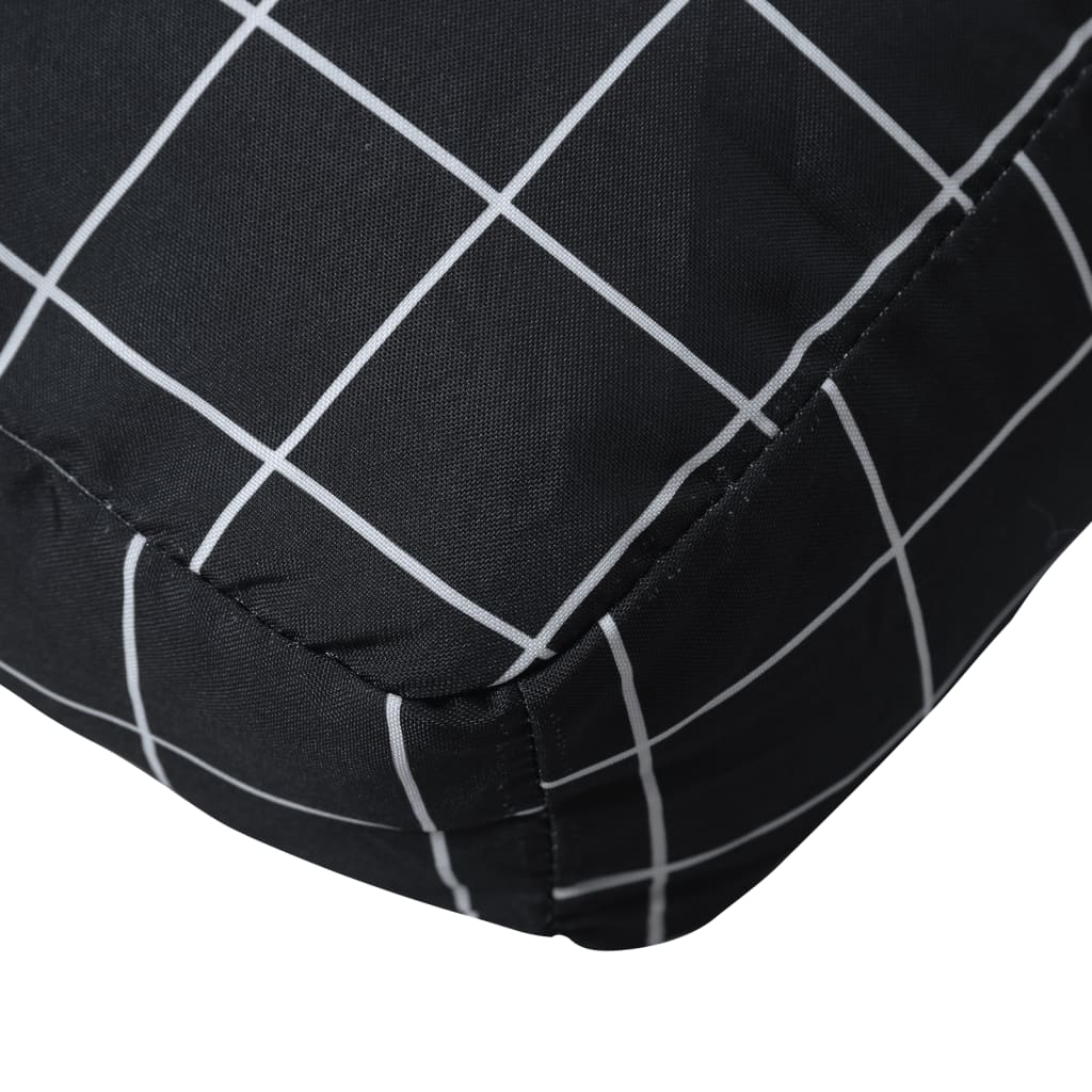 Cuscino Pallet Motivo a Quadri Nero 60x60x8 cm Tessuto Oxford