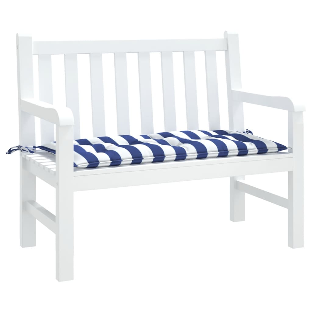 Cuscino Panca Giardino Righe Bianche e Blu 110x50x7 cm Tessuto | homemem39