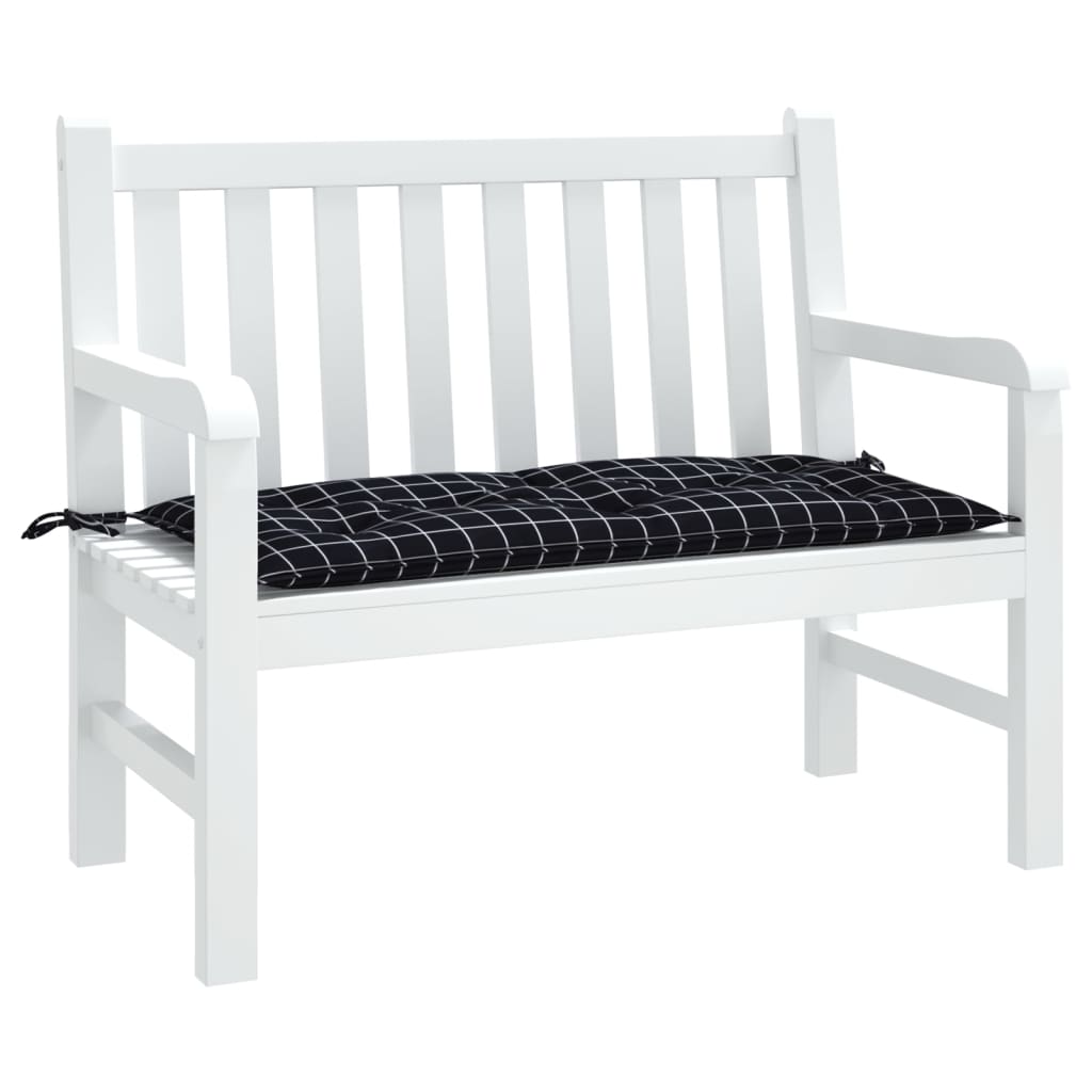 Cuscino Panca Giardino Motivo a Quadri Nero 110x50x7 cm Tessuto | homemem39