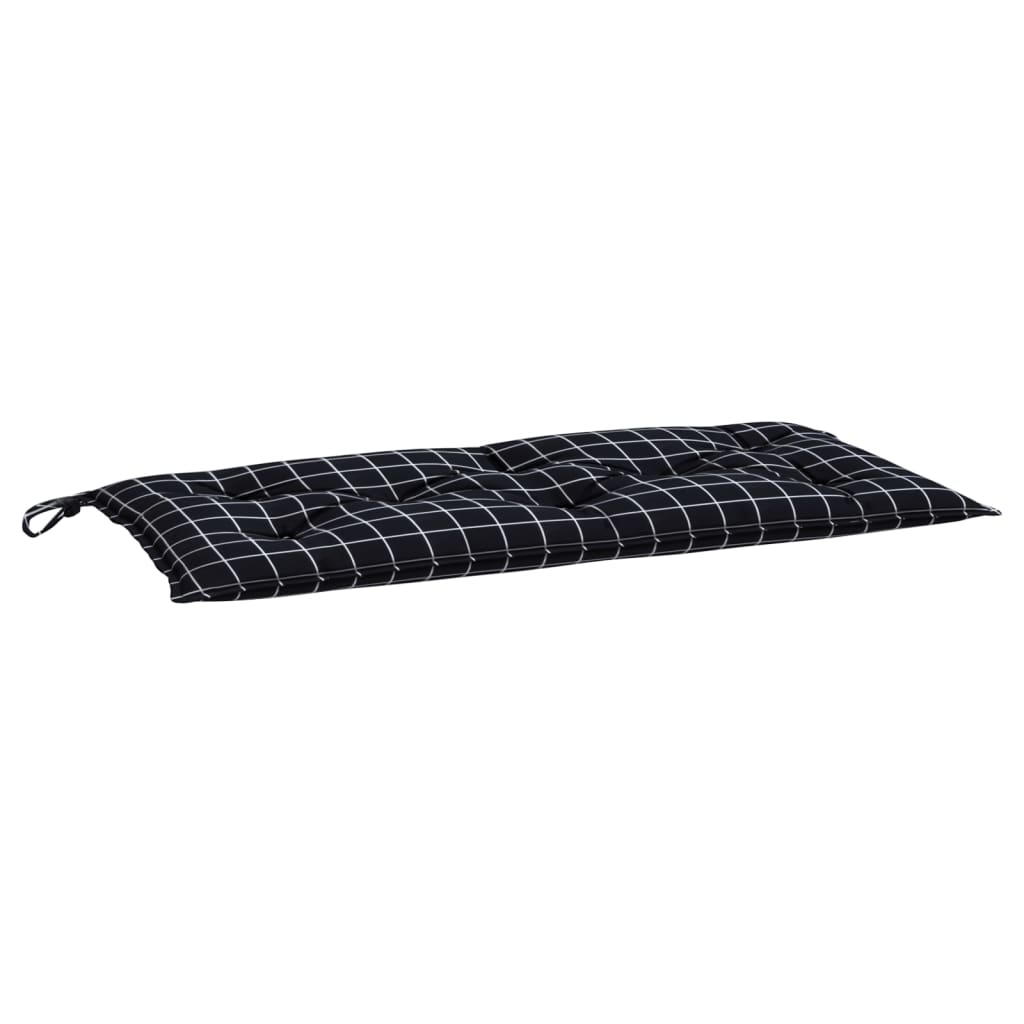 Cuscino Panca Giardino Motivo a Quadri Nero 110x50x7 cm Tessuto