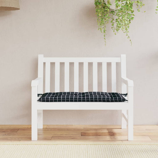 Cuscino Panca Giardino Motivo a Quadri Nero 110x50x7 cm Tessuto | homemem39