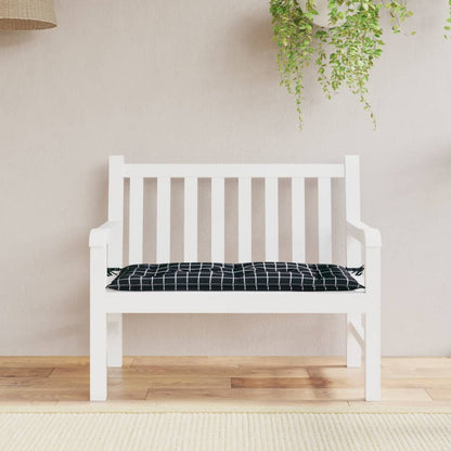 Cuscino Panca Giardino Motivo a Quadri Nero 110x50x7 cm Tessuto