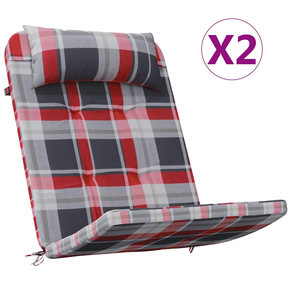 Cuscini per sedie a scacchi 2 pcs Quadro Rosso 58 x 77 x 4,5 cm