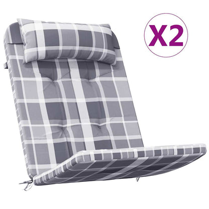 Cuscini Sedia Adirondack 2 pz a Quadri Grigio in Tessuto Oxford