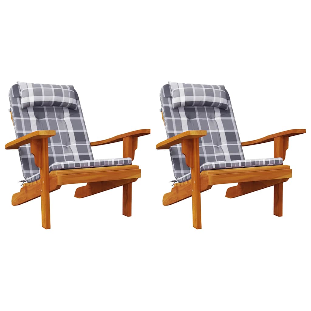 Cuscini Sedia Adirondack 2 pz a Quadri Grigio in Tessuto Oxford