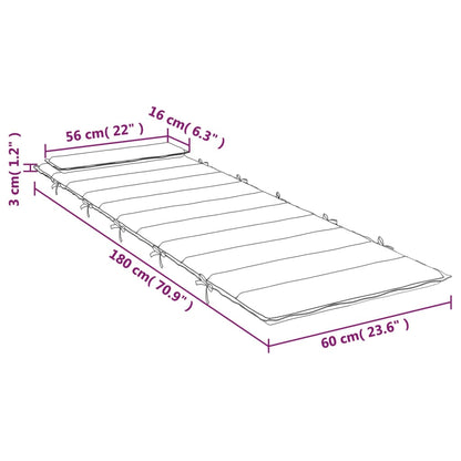 Cuscino per Lettino Blu Reale 180x60x3 cm in Tessuto Oxford