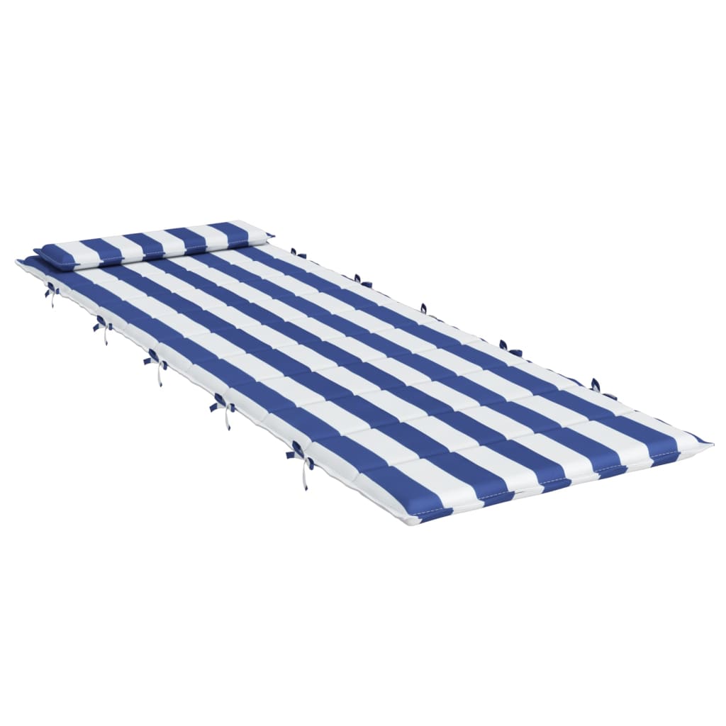 Cot Cushion White and Blue Stripes 180x60x3 Oxford Fabric