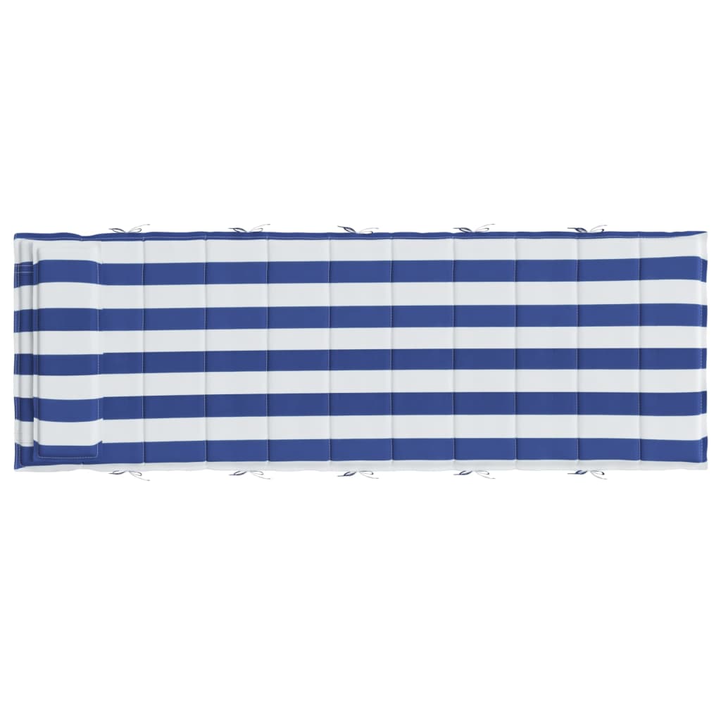 Cot Cushion White and Blue Stripes 180x60x3 Oxford Fabric