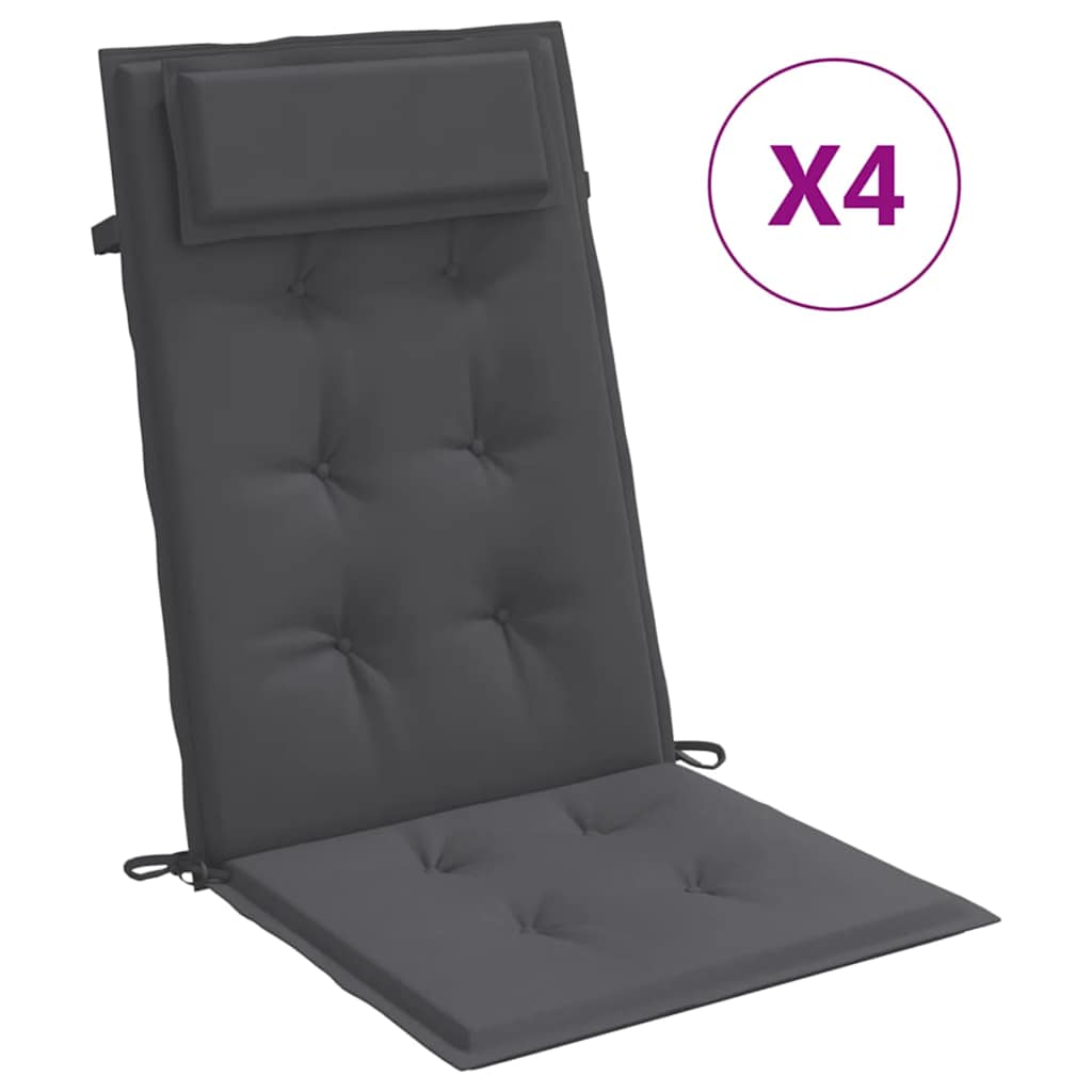 Cuscini per Sedia con Schienale Alto 4 pz Tessuto Oxford