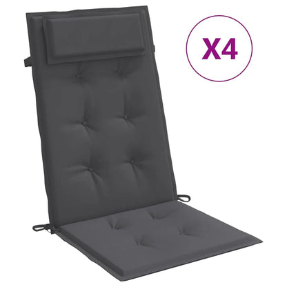 Cuscini per Sedia con Schienale Alto 4 pz Tessuto Oxford