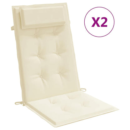 Cuscini per Sedia con Schienale Alto 2 pz Crema Tessuto Oxford | homemem39