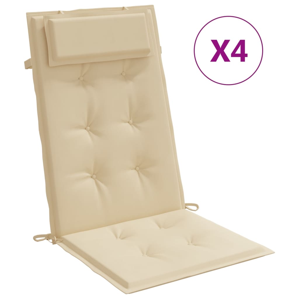 Cuscini per Sedia con Schienale Alto 4 pz Beige Tessuto Oxford - homemem39