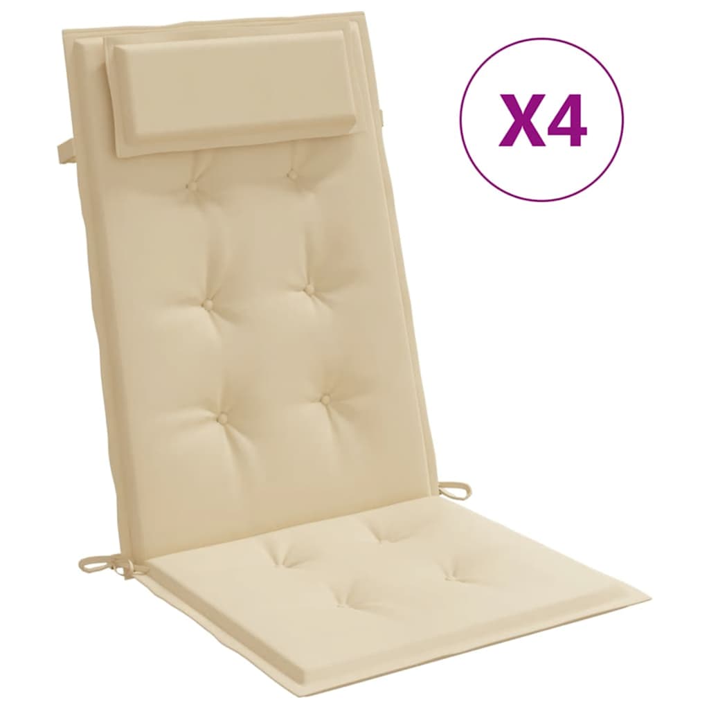 Cuscini per Sedia con Schienale Alto 4 pz Beige Tessuto Oxford - homemem39