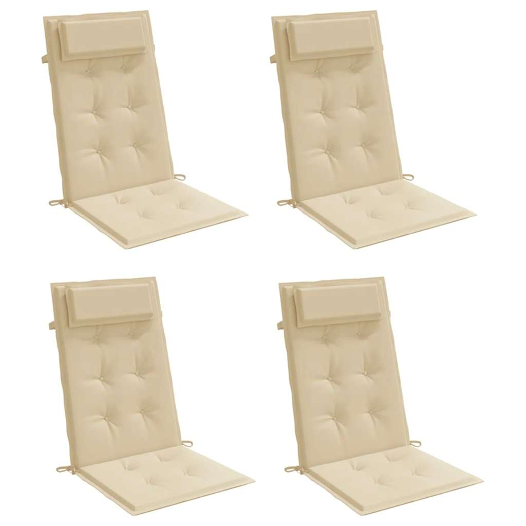 Cuscini per Sedia con Schienale Alto 4 pz Beige Tessuto Oxford - homemem39