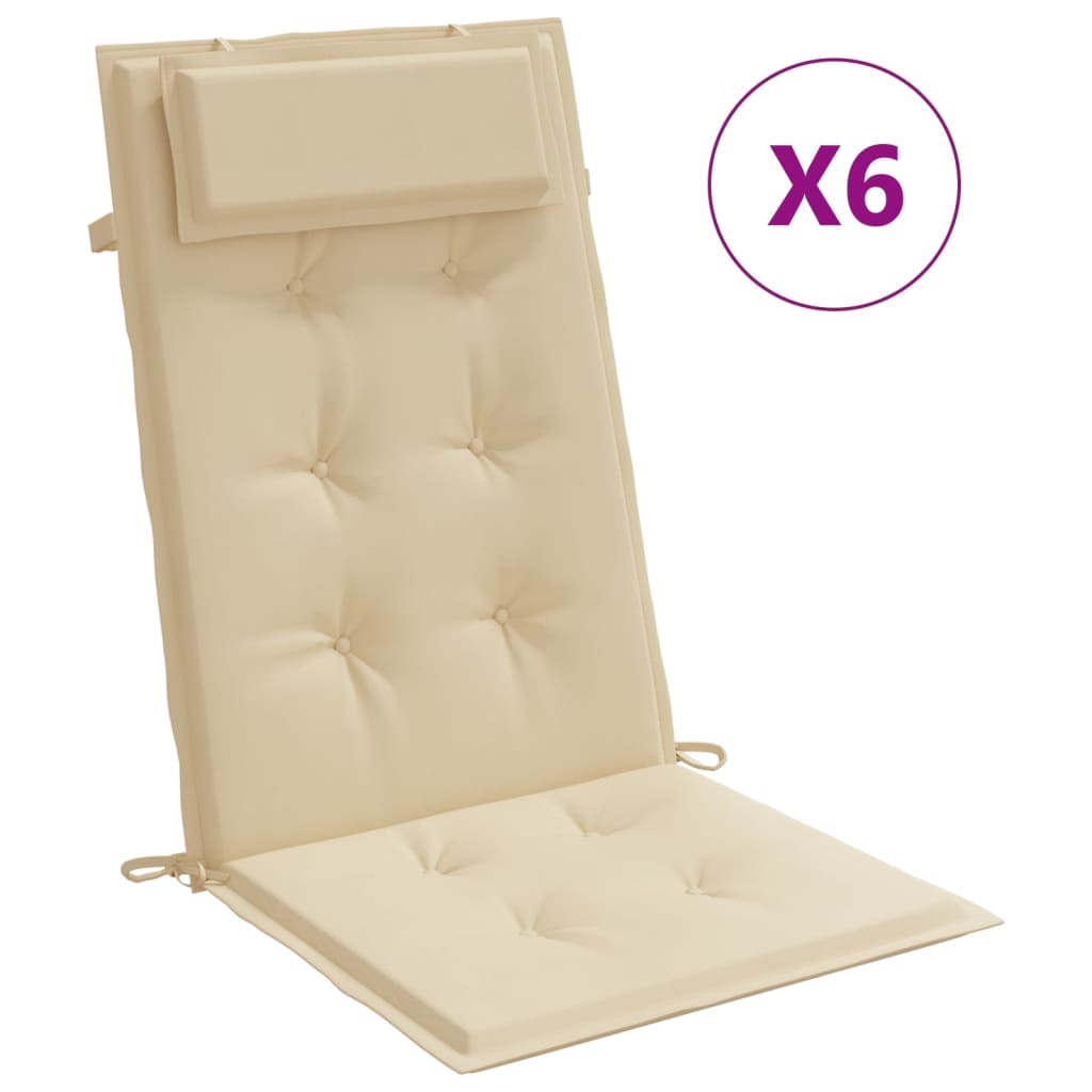 Cuscini per Sedia con Schienale Alto 6 pz Beige Tessuto Oxford - homemem39