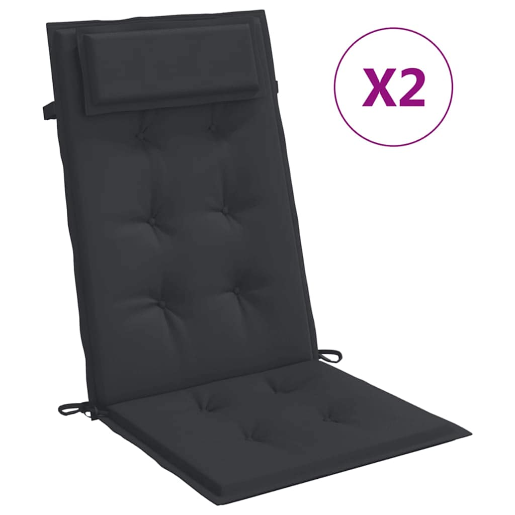 Cuscini per Sedia con Schienale Alto 2pz Nero in Tessuto Oxford | homemem39