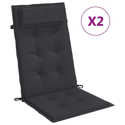 Cuscini per Sedia con Schienale Alto 2pz Nero in Tessuto Oxford | homemem39