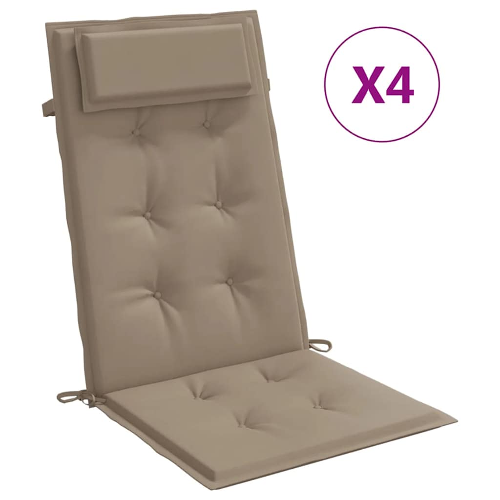 Cuscini per Sedia con Schienale Alto 4pz Tortora Tessuto Oxford | homemem39