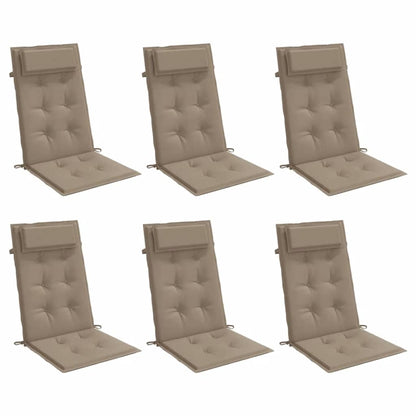 Cuscini per Sedia con Schienale Alto 6pz Tortora Tessuto Oxford | homemem39