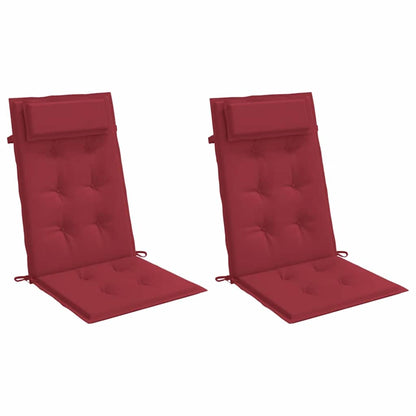 Cuscini Sedia con Schienale Alto 2 pz Rosso Vino Tessuto Oxford | homemem39
