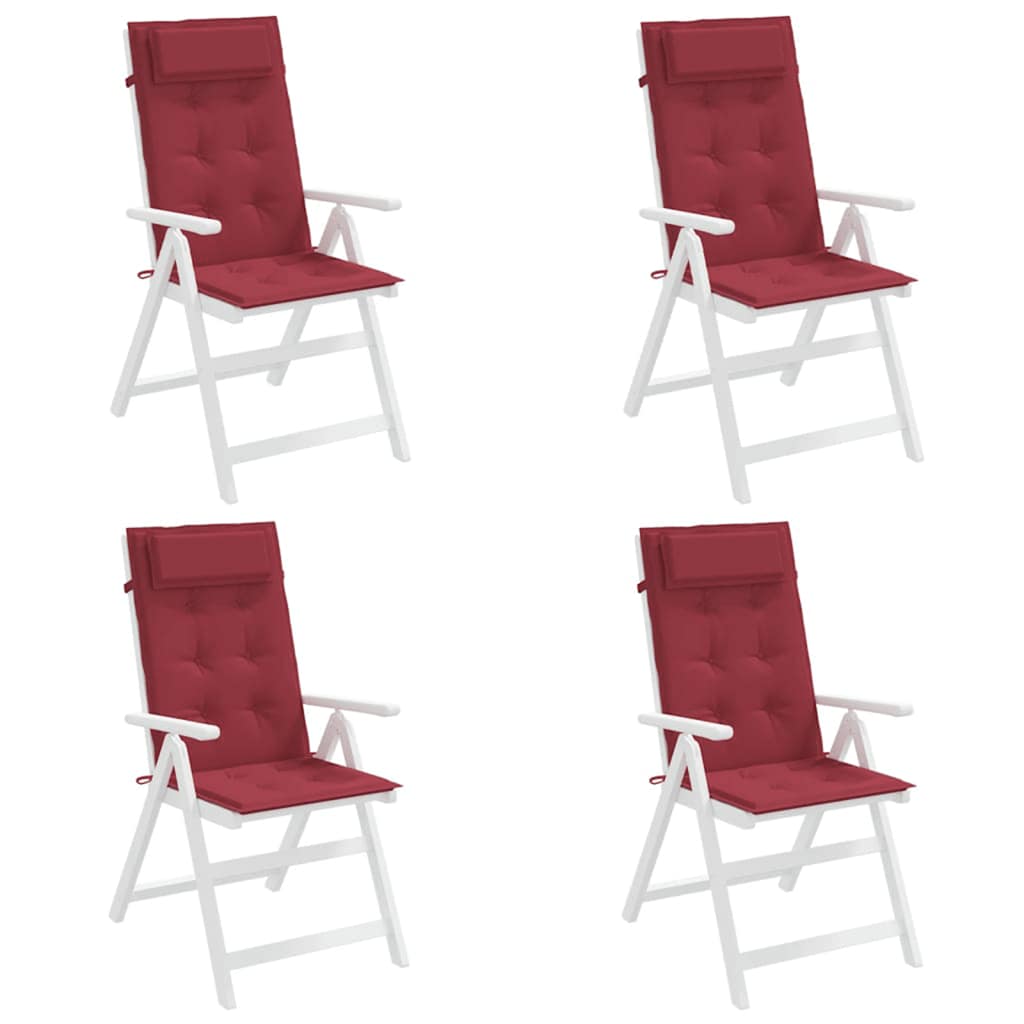 Cuscini Sedia con Schienale Alto 4 pz Rosso Vino Tessuto Oxford