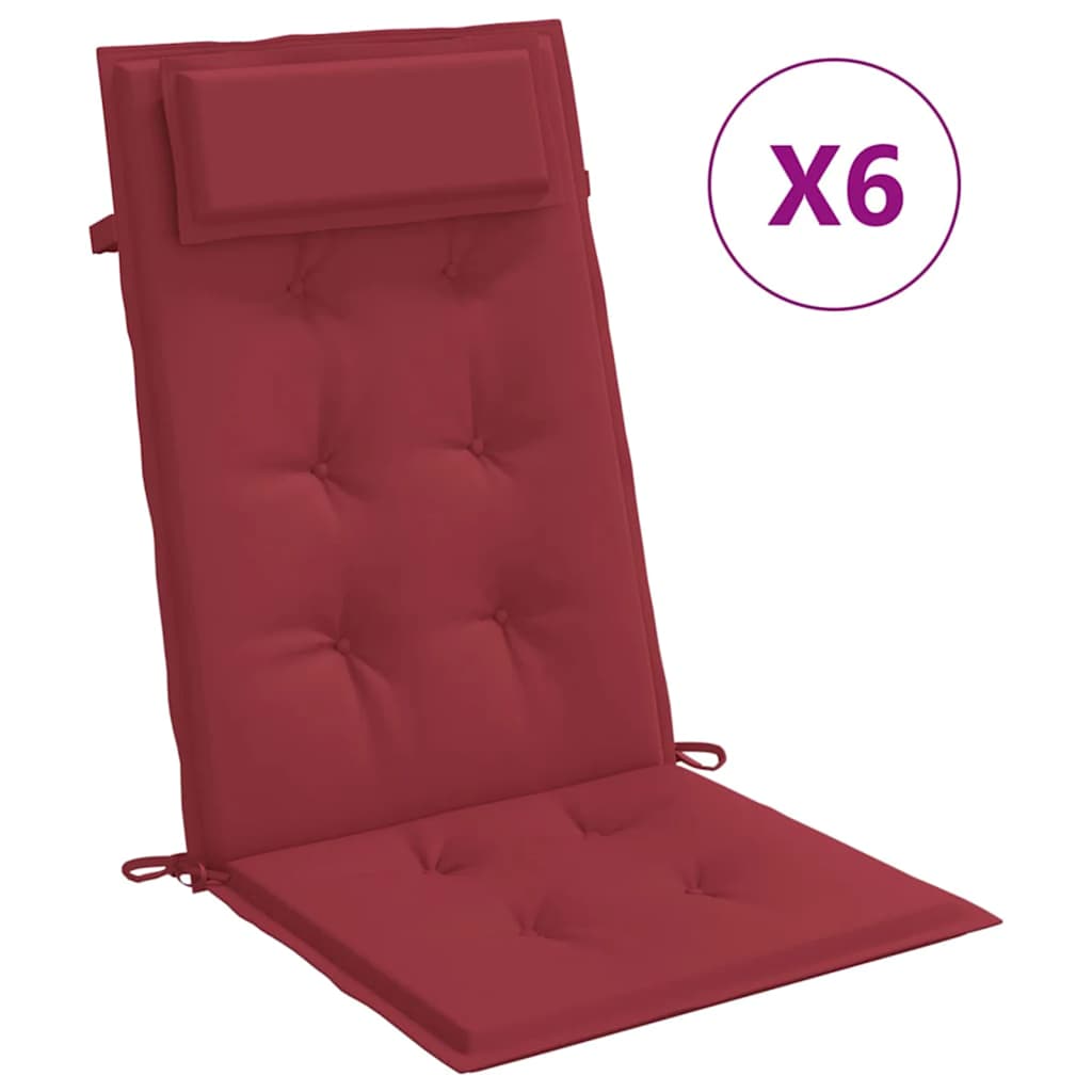 Cuscini Sedia con Schienale Alto 6 pz Rosso Vino Tessuto Oxford | homemem39