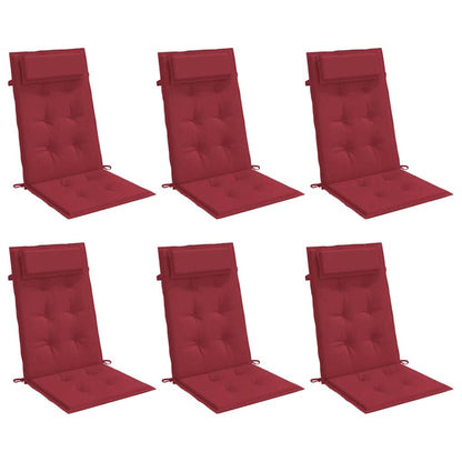 Cuscini Sedia con Schienale Alto 6 pz Rosso Vino Tessuto Oxford