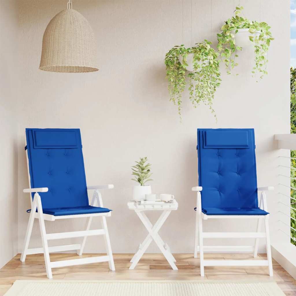 Cuscini Sedia con Schienale Alto 2 pz Blu Reale Tessuto Oxford | homemem39
