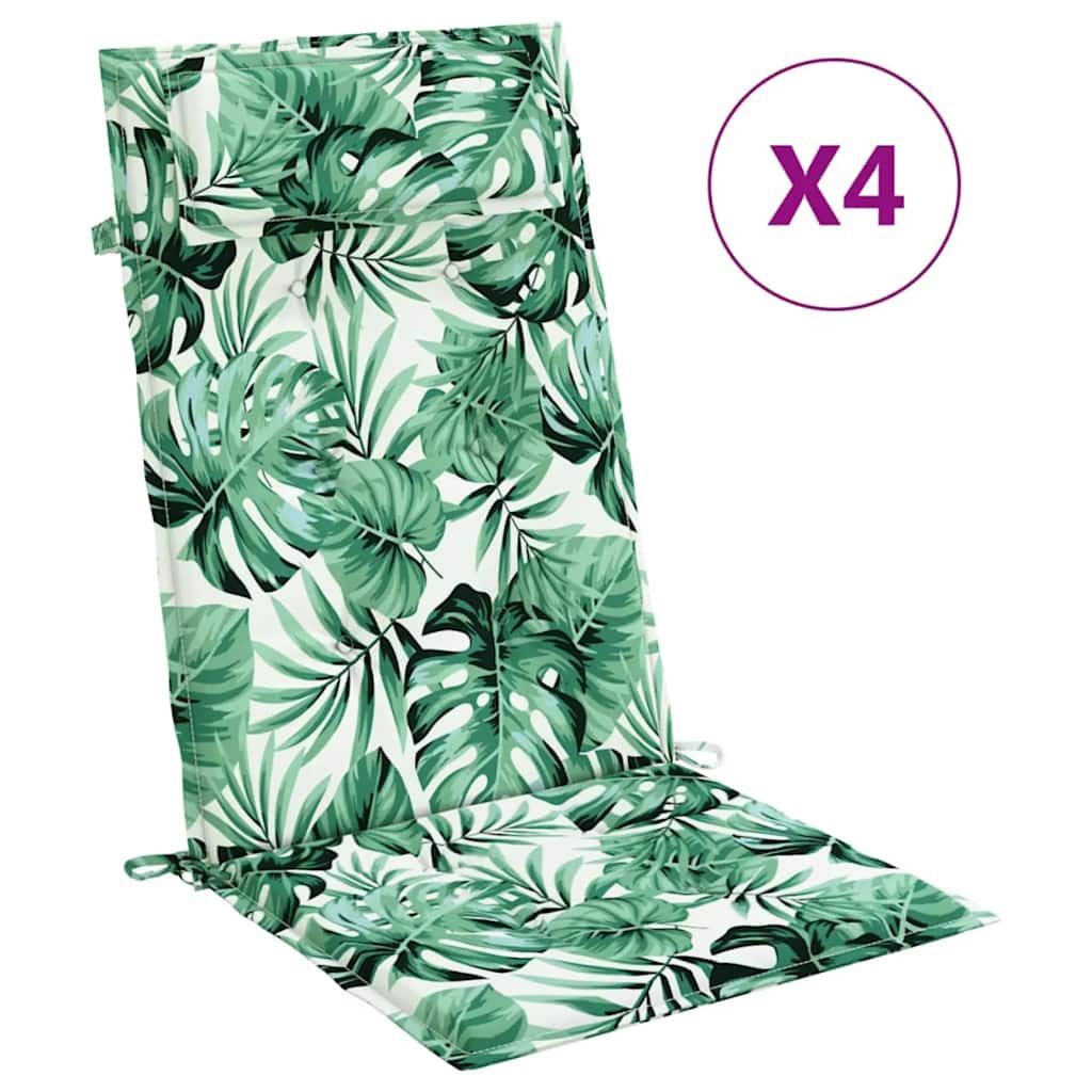 Cuscini Sedia Schienale Alto 4 pz Motivo Foglie Tessuto Oxford | homemem39