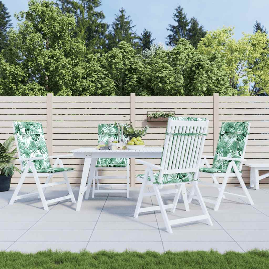 Cuscini Sedia Schienale Alto 4 pz Motivo Foglie Tessuto Oxford | homemem39