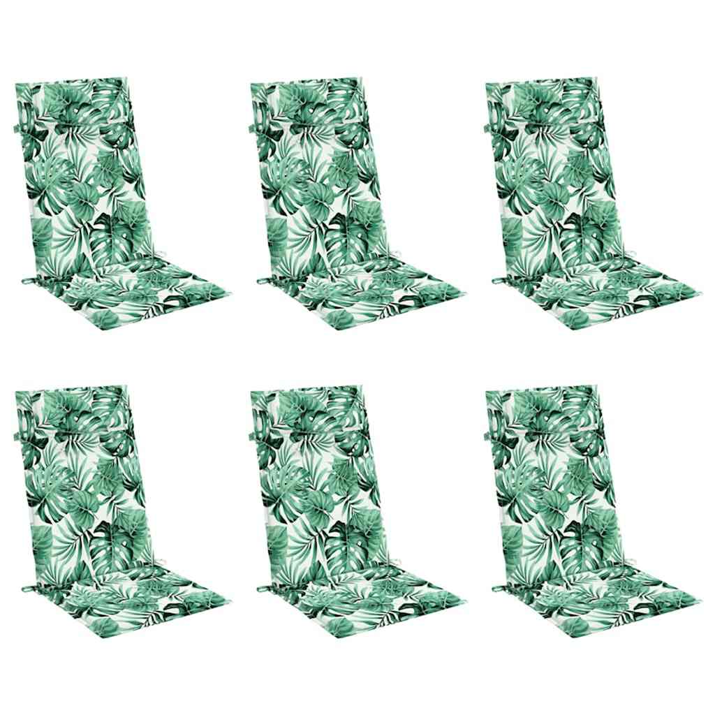 Cuscini Sedia Schienale Alto 6 pz Motivo Foglie Tessuto Oxford | homemem39